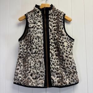 Unbranded Womens Boho Mob Wife Leopard Faux Fur Reversible Vest Size M/L Cozy